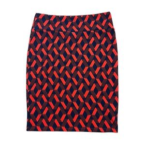LuLaRoe Women’s Skirt XL Elegant Blue & Red Cassie